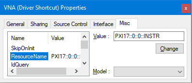 The driver's Properties - Misc tab.